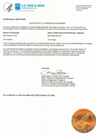 fda certificate